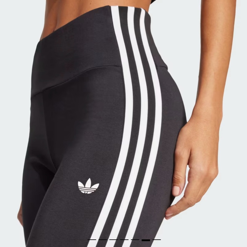 Adidas NWT black w/white three stripe leggings